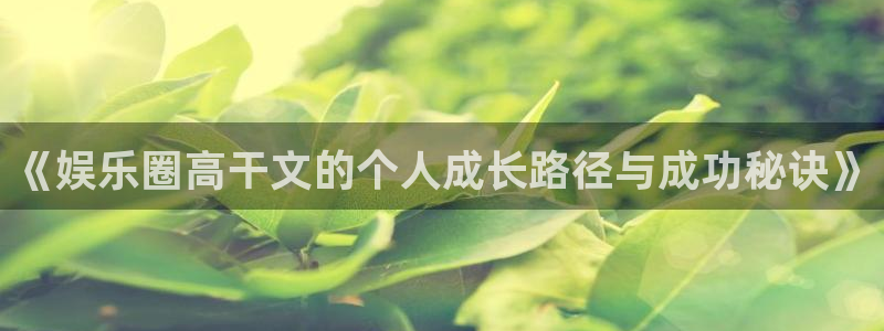 mg不朽情缘体育在线注册：《娱乐圈高干文的个人成长路径与成功秘诀》